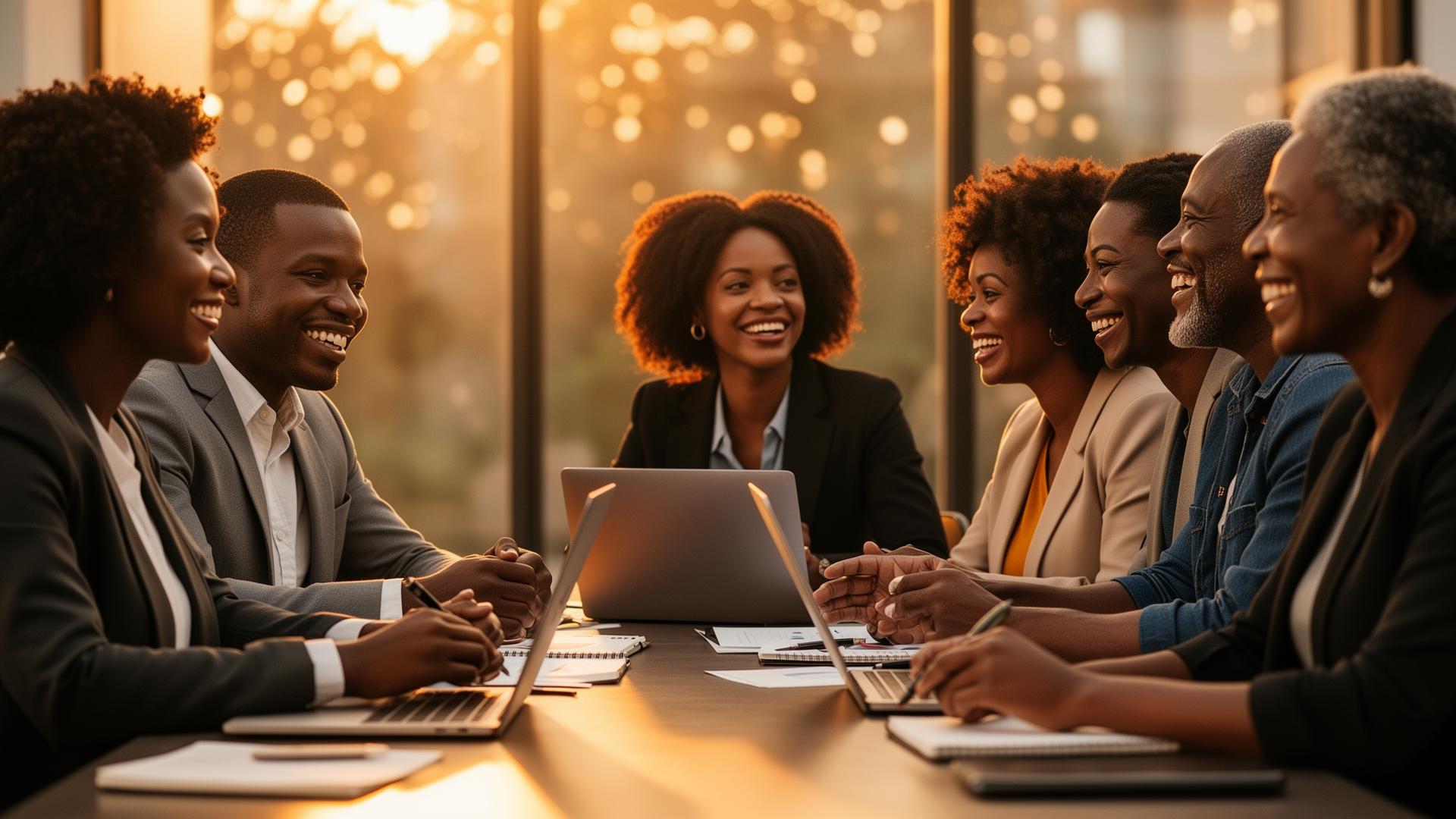 Diverse adult professionals in a transformational coaching session